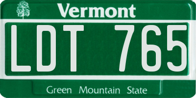 VT license plate LDT765