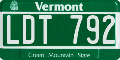 VT license plate LDT792