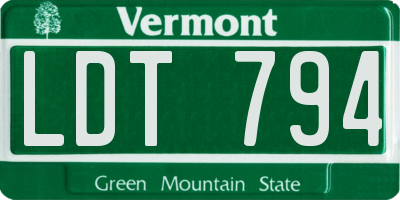 VT license plate LDT794