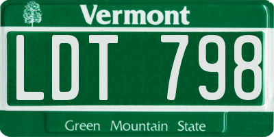 VT license plate LDT798