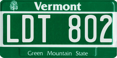 VT license plate LDT802