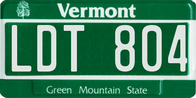 VT license plate LDT804