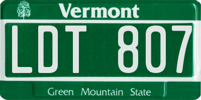 VT license plate LDT807