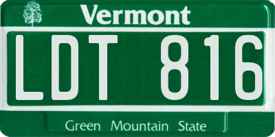 VT license plate LDT816