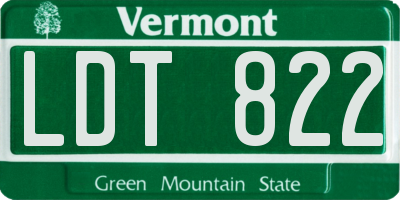 VT license plate LDT822