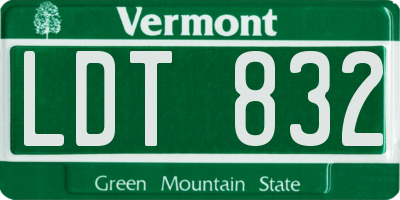 VT license plate LDT832