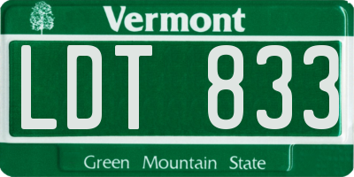 VT license plate LDT833