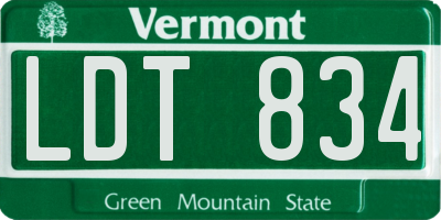 VT license plate LDT834