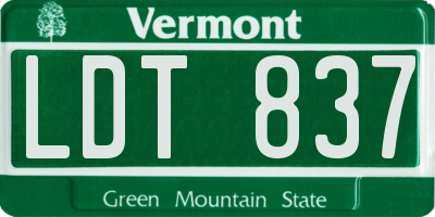 VT license plate LDT837