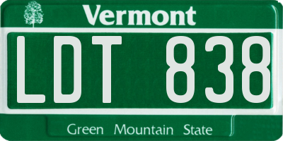 VT license plate LDT838