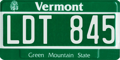 VT license plate LDT845
