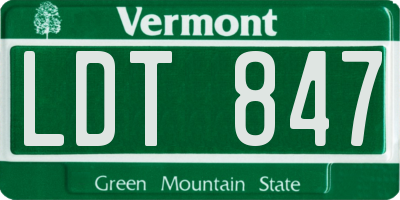 VT license plate LDT847