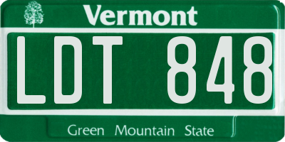 VT license plate LDT848