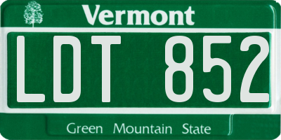 VT license plate LDT852