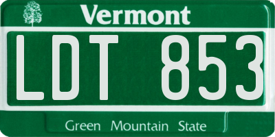 VT license plate LDT853