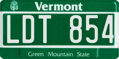 VT license plate LDT854