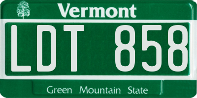 VT license plate LDT858