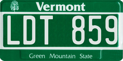 VT license plate LDT859