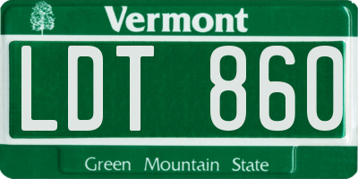 VT license plate LDT860