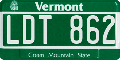 VT license plate LDT862