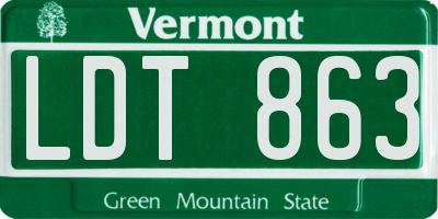 VT license plate LDT863