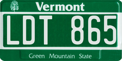 VT license plate LDT865