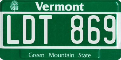 VT license plate LDT869