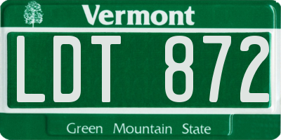 VT license plate LDT872