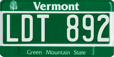 VT license plate LDT892