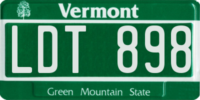 VT license plate LDT898