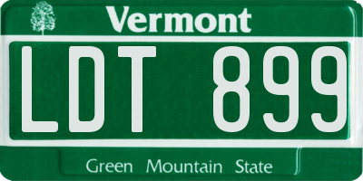 VT license plate LDT899