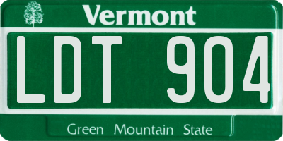 VT license plate LDT904