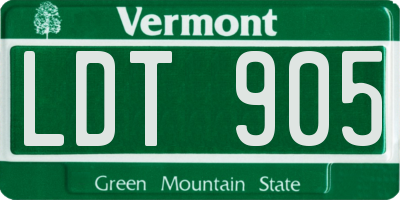 VT license plate LDT905