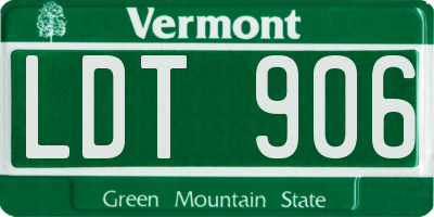 VT license plate LDT906