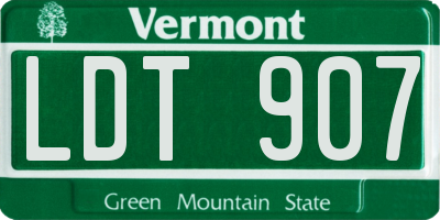 VT license plate LDT907