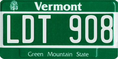 VT license plate LDT908