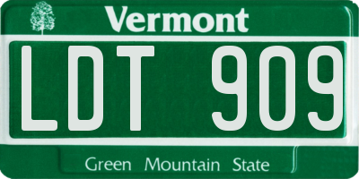 VT license plate LDT909