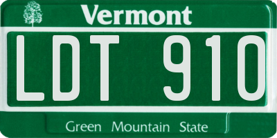 VT license plate LDT910
