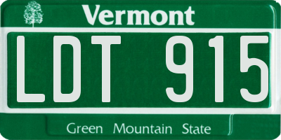 VT license plate LDT915