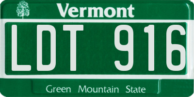 VT license plate LDT916