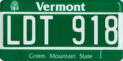 VT license plate LDT918