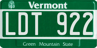 VT license plate LDT922