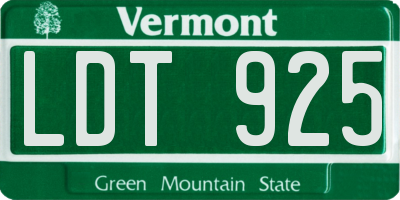 VT license plate LDT925
