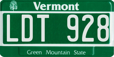 VT license plate LDT928