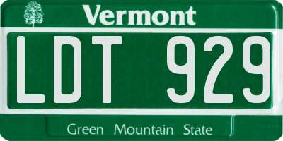 VT license plate LDT929