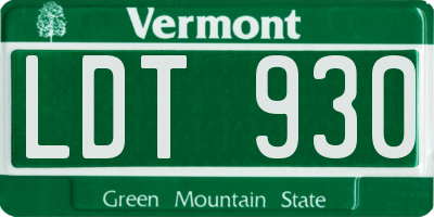 VT license plate LDT930