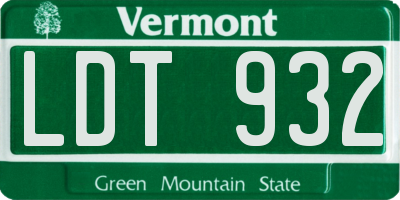 VT license plate LDT932