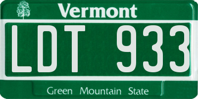 VT license plate LDT933