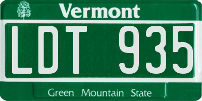 VT license plate LDT935