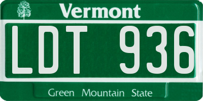 VT license plate LDT936